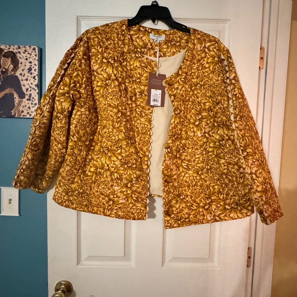 NWT Kika Vargas /Target Jacket
Yellow Floral Print Collarless
Slit Pockets